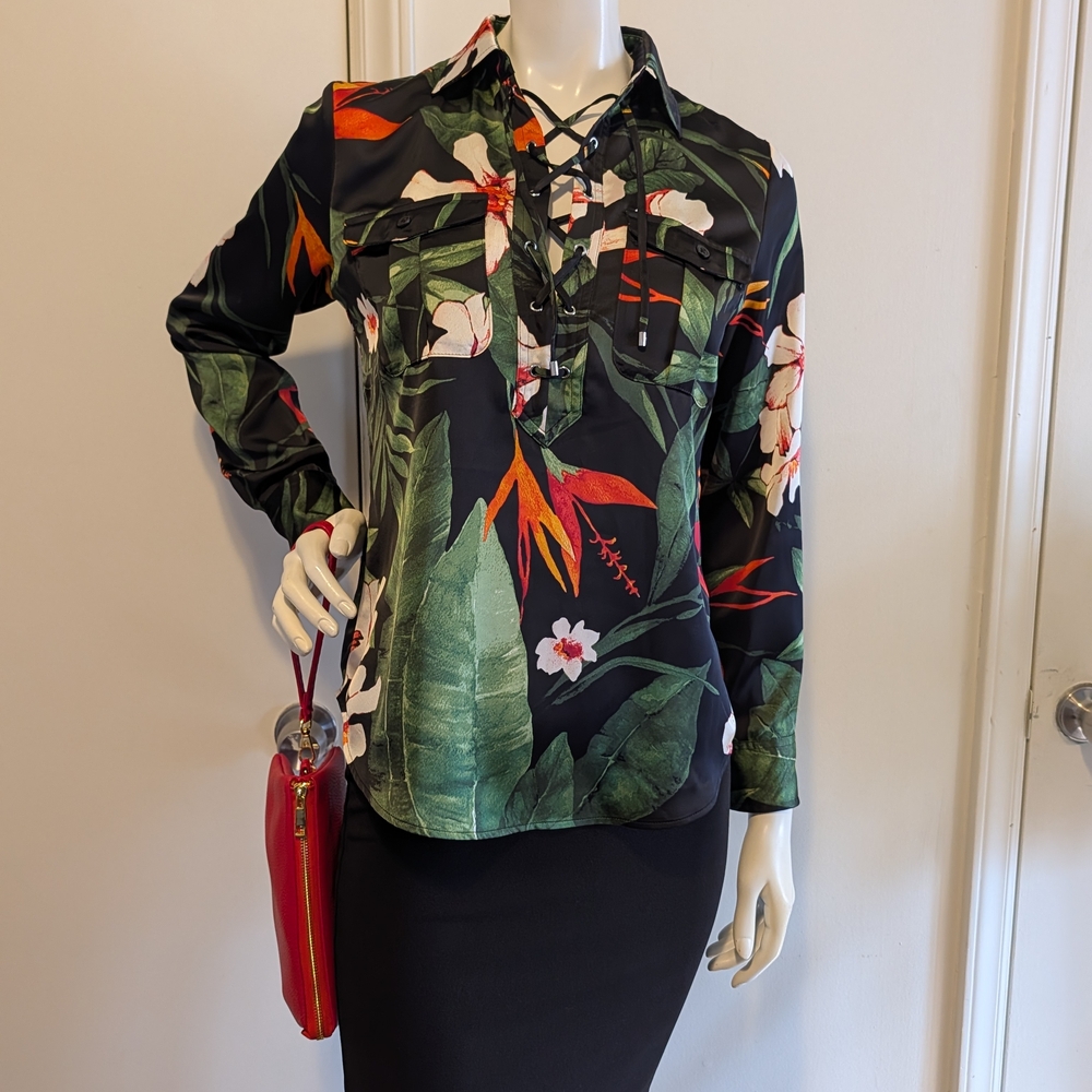 Lauren Ralph Lauren Floral Blouse - Black, Green,‎ Red